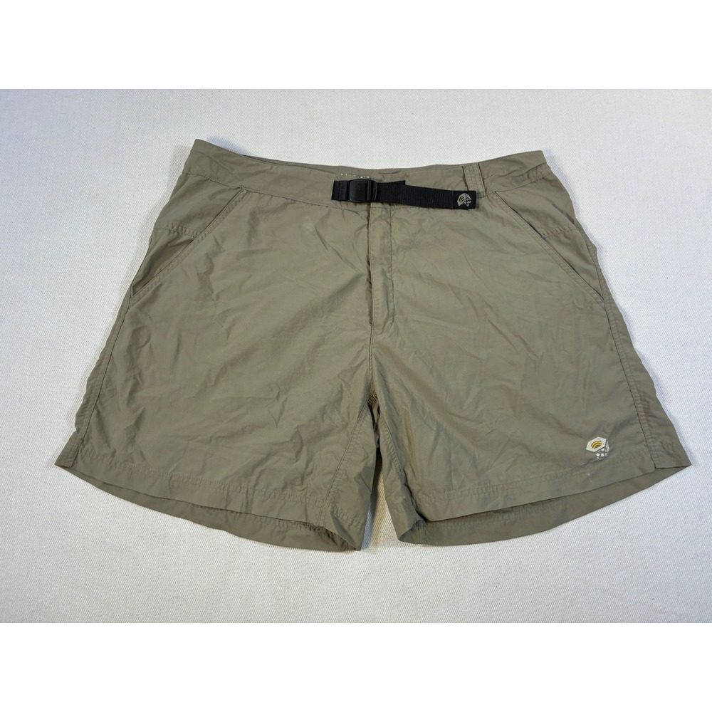 Vintage Mountain Hardwear Men XL Hiking Shorts Khaki Tan Nylon Integrated Belt